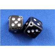 Glass Dice Jet Opaque 8mm ea