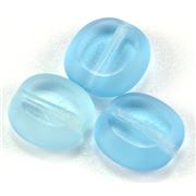 Czech Oval Window Beads Aqua Transparent 10x9mm ea
