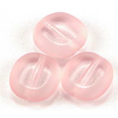 Czech Oval Window Beads Pink Transparent 10x9mm ea