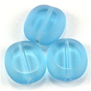 Czech Oval Window Beads Aqua Transparent 14x12mm ea