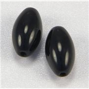 Small Round Glass Oval Jet Opaque  ea