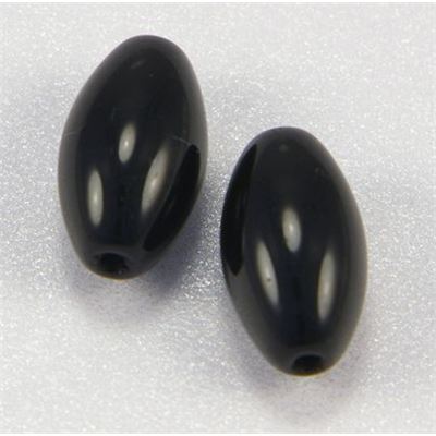 Small Round Glass Oval Jet Opaque  ea