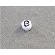 Alphabet Beads - B White with Black Opaque 7mm ea