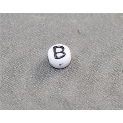 Alphabet Beads - B White with Black Opaque 7mm ea