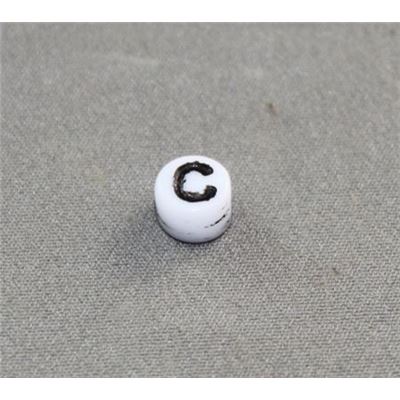 Alphabet Beads - C White with Black Opaque 7mm ea