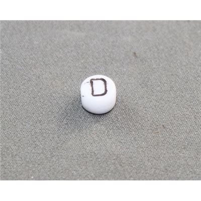 Alphabet Beads - D White with Black Opaque 7mm ea