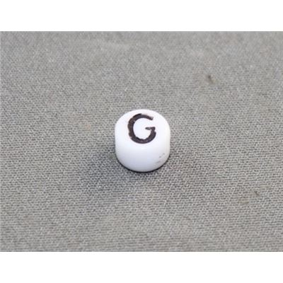 Alphabet Beads - G White with Black Opaque 7mm ea