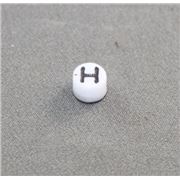 Alphabet Beads - H White with Black Opaque 7mm ea