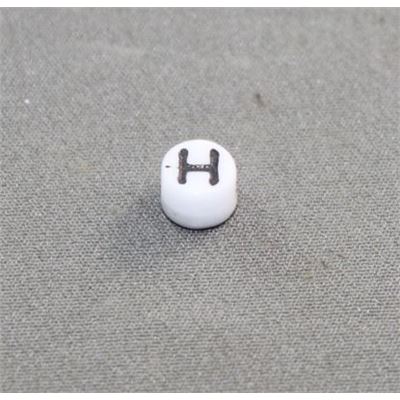 Alphabet Beads - H White with Black Opaque 7mm ea