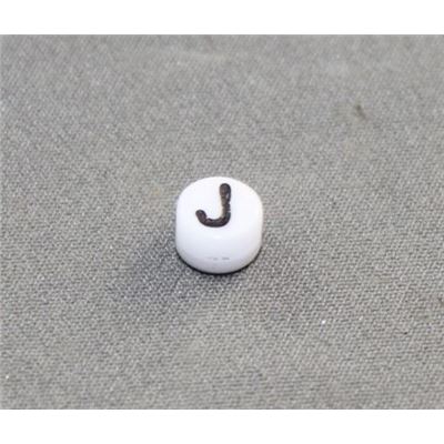 Alphabet Beads - J White with Black Opaque 7mm ea