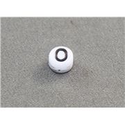 Alphabet Beads - O White with Black Opaque 7mm ea