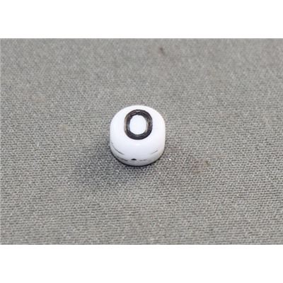 Alphabet Beads - O White with Black Opaque 7mm ea