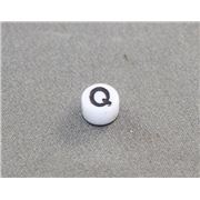 Alphabet Beads - Q White with Black Opaque 7mm ea