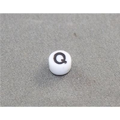Alphabet Beads - Q White with Black Opaque 7mm ea