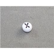 Alphabet Beads - X White with Black Opaque 7mm ea
