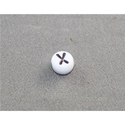 Alphabet Beads - X White with Black Opaque 7mm ea