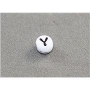 Alphabet Beads - Y White with Black Opaque 7mm ea