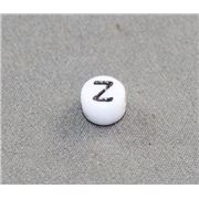 Alphabet Beads - Z White with Black Opaque 7mm ea