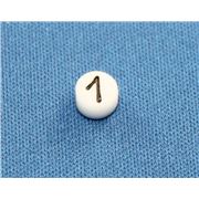 Number Beads - 1 White with Black Opaque 7mm ea