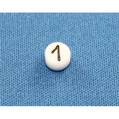 Number Beads - 1 White with Black Opaque 7mm ea