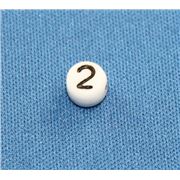 Number Beads - 2 White with Black Opaque 7mm ea