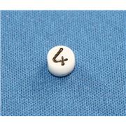 Number Beads - 4 White with Black Opaque 7mm ea