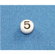 Number Beads - 5 White with Black Opaque 7mm ea