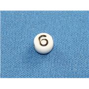 Number Beads - 6 White with Black Opaque 7mm ea