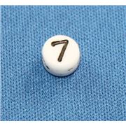 Number Beads - 7 White with Black Opaque 7mm ea