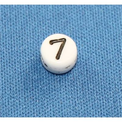 Number Beads - 7 White with Black Opaque 7mm ea