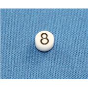 Number Beads - 8 White with Black Opaque 7mm ea
