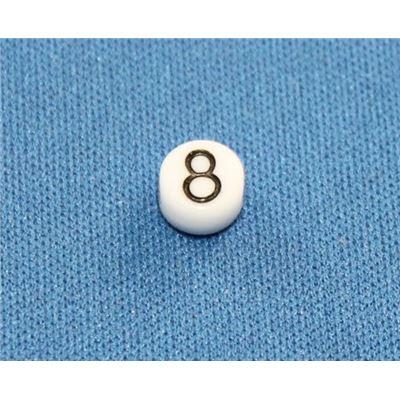 Number Beads - 8 White with Black Opaque 7mm ea