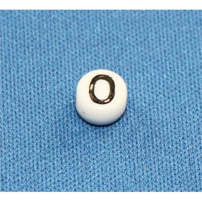 Number Beads - 0 White with Black Opaque 7mm ea