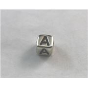 Alphabet Beads - A Nickel with Black Opaque 7mm ea