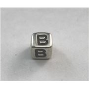 Alphabet Beads - B Nickel with Black Opaque 7mm ea