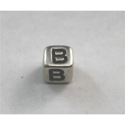 Alphabet Beads - B Nickel with Black Opaque 7mm ea