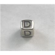 Alphabet Beads - D Nickel with Black Opaque 7mm ea