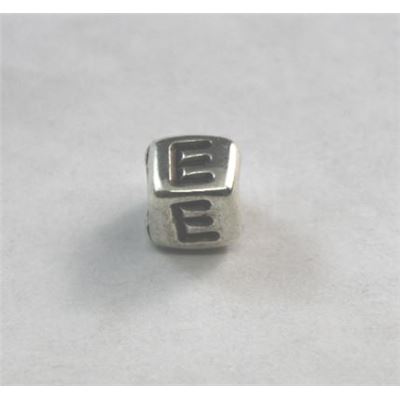 Alphabet Beads - E Nickel with Black Opaque 7mm ea