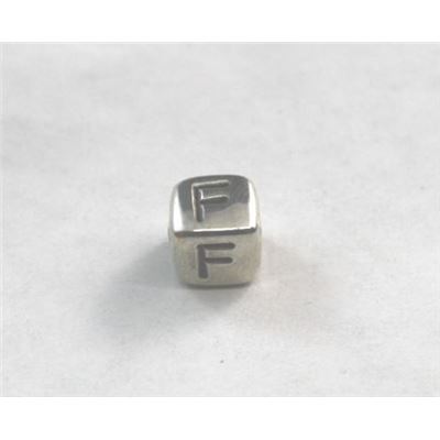Alphabet Beads - F Nickel with Black Opaque 7mm ea