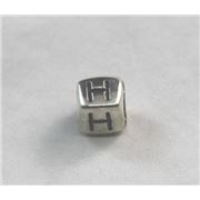 Alphabet Beads - H Nickel with Black Opaque 7mm ea