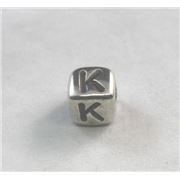 Alphabet Beads - K Nickel with Black Opaque 7mm ea