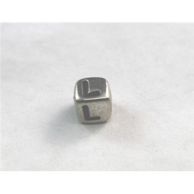 Alphabet Beads - L Nickel with Black Opaque 7mm ea