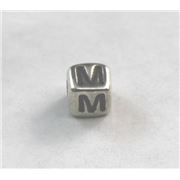 Alphabet Beads - M Nickel with Black Opaque 7mm ea