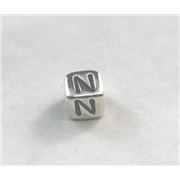 Alphabet Beads - N Nickel with Black Opaque 7mm ea