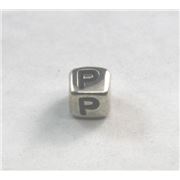 Alphabet Beads - P Nickel with Black Opaque 7mm ea