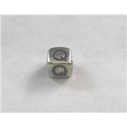Alphabet Beads - Q Nickel with Black Opaque 7mm ea