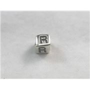 Alphabet Beads - R Nickel with Black Opaque 7mm ea