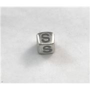 Alphabet Beads - S Nickel with Black Opaque 7mm ea