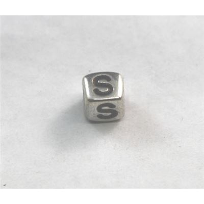 Alphabet Beads - S Nickel with Black Opaque 7mm ea