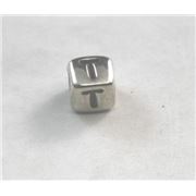 Alphabet Beads - T Nickel with Black Opaque 7mm ea